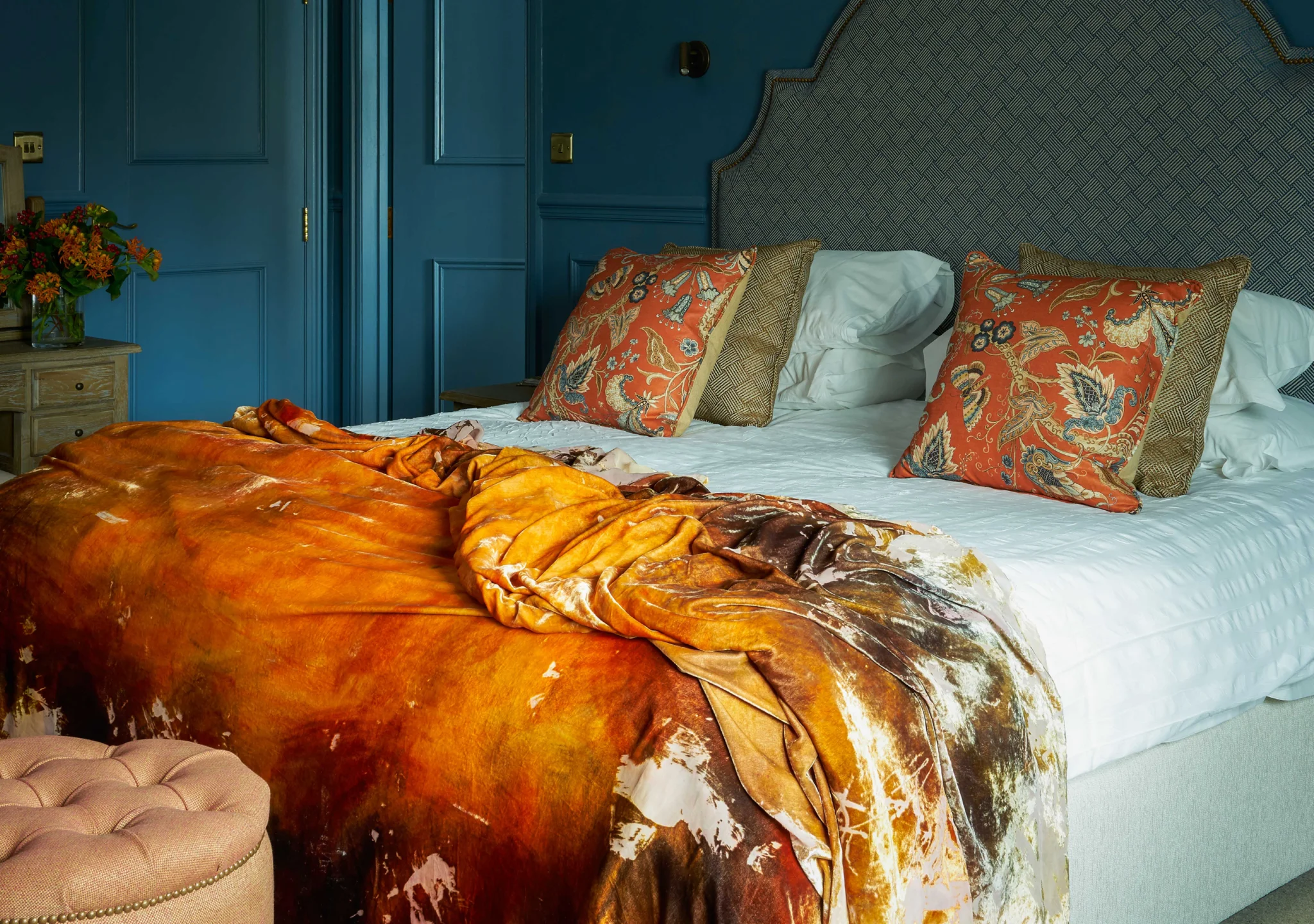 Lavish bed imagery used for the Angel Inn website designed by Superrb