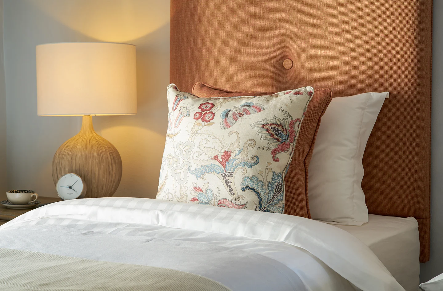 The Angel Inn hotel room bed image used on website