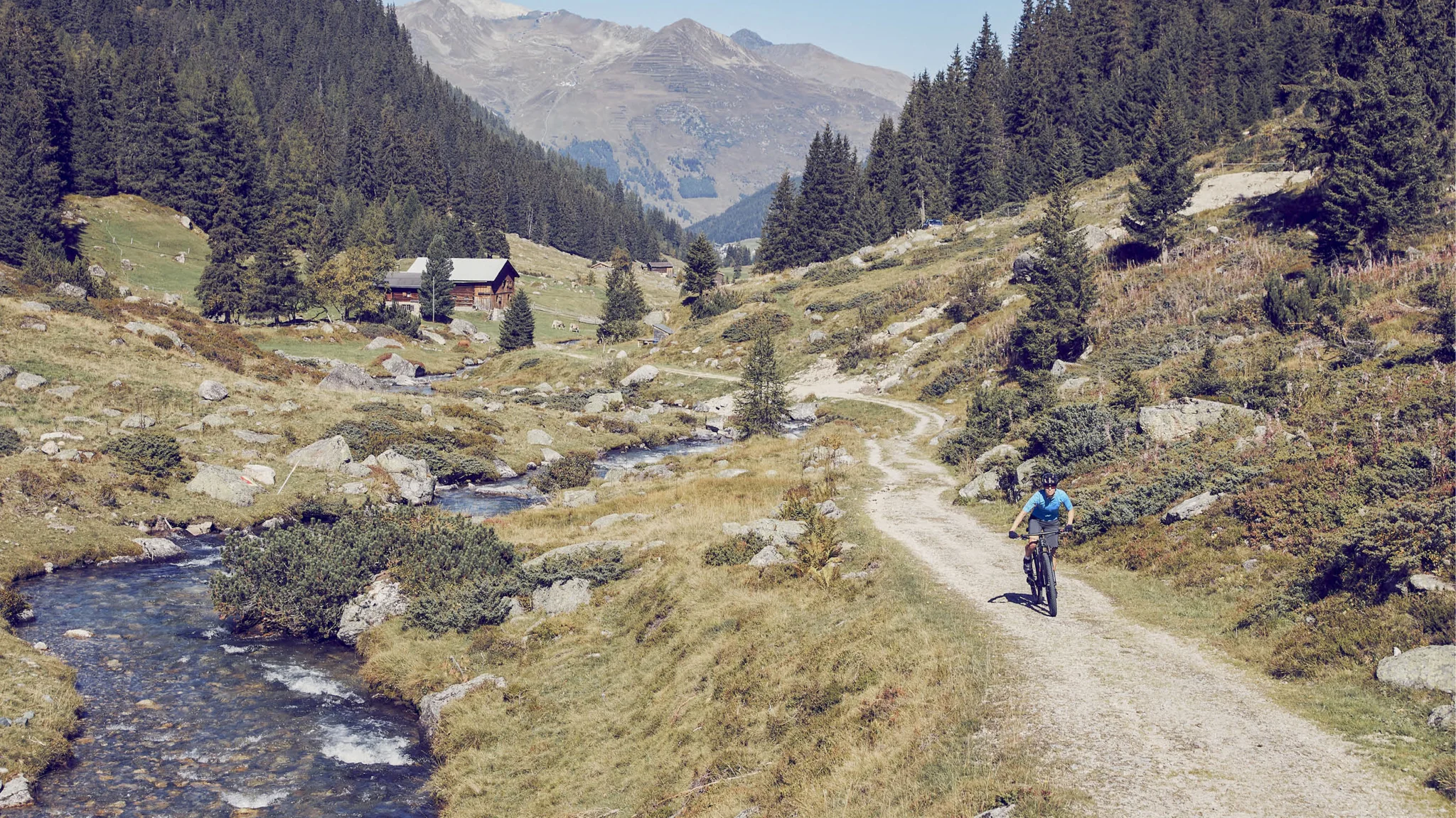 Product page imagery of Swiss mountain trail used for BMC's web design