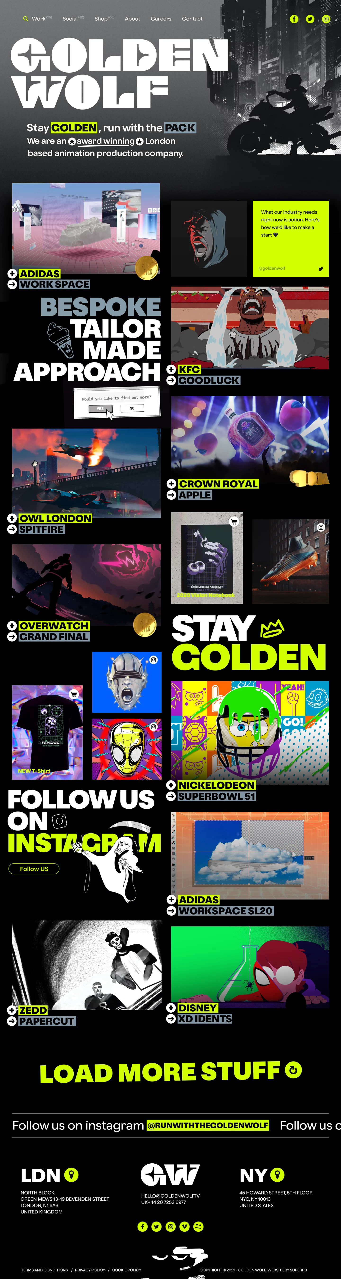 Golden Wolf website homepage designed by Superrb